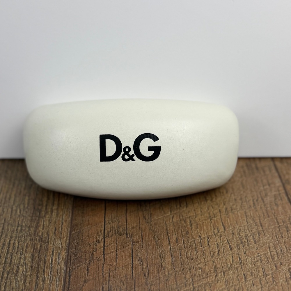 D&G Dolce Gabbana Hard Eyeglass Case White Black Velvet with Cloth